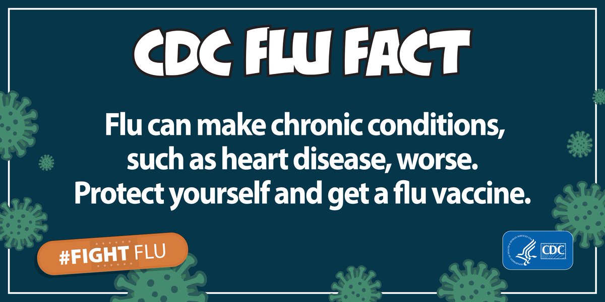 CDCFlu's tweet photo. #FluFactFriday: Flu vaccination has been shown to reduce hospitalizations in those with diabetes, heart disease and lung disease. Learn more about the benefits of #fluvax here: https://t.co/PFKM6y6onL https://t.co/dLgFeIRWXM