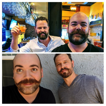 drinkhandlebar's tweet photo. In order to celebrate our official launch in California, Handlebar Co-Founders Shane and Tom went from full beards to a classic Handlebar. #DrinkHandlebar https://t.co/qNpD98fFJ5