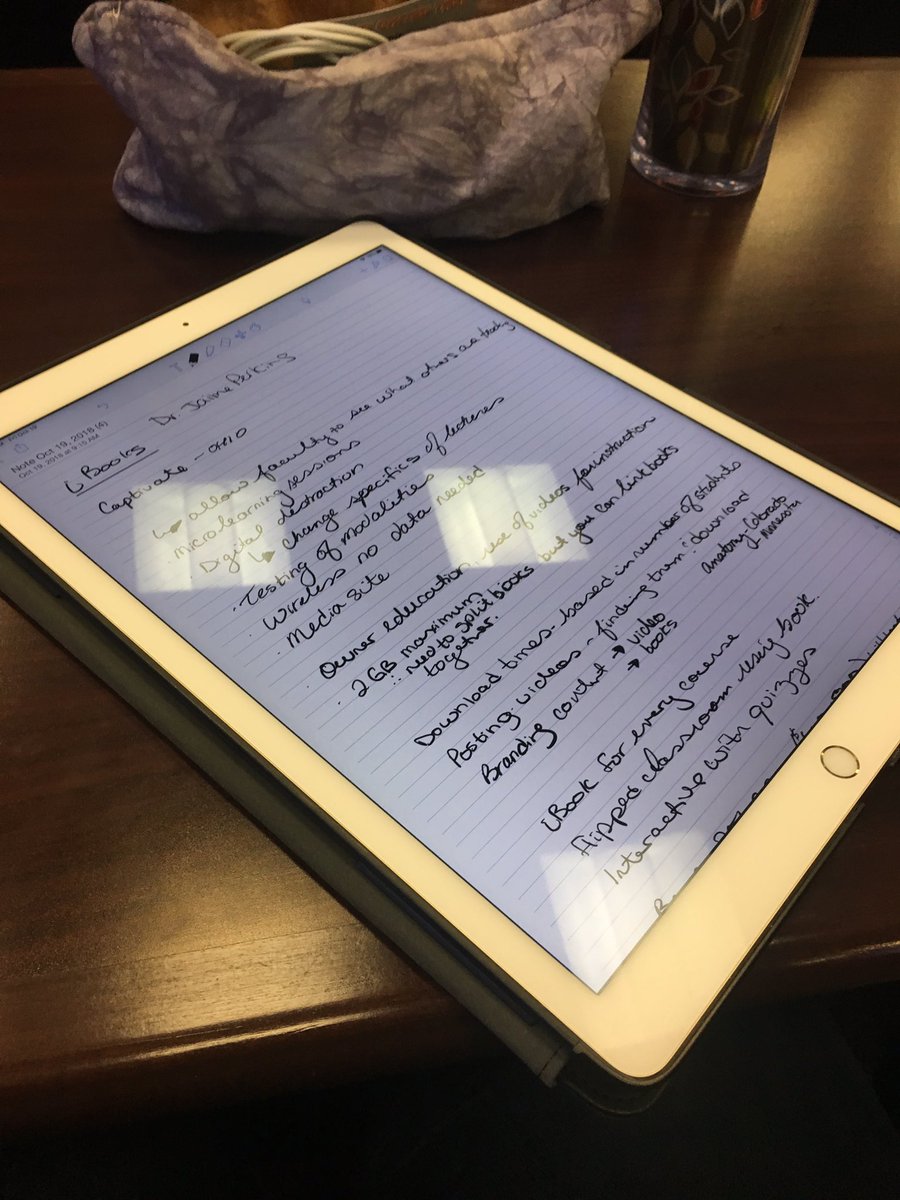 ashleydvm's tweet photo. Some of the many notes from a great session on iBooks in vet education @ucalgaryvetmed @LMU_CVM #InVeST2018 https://t.co/L36TYZ6eY6