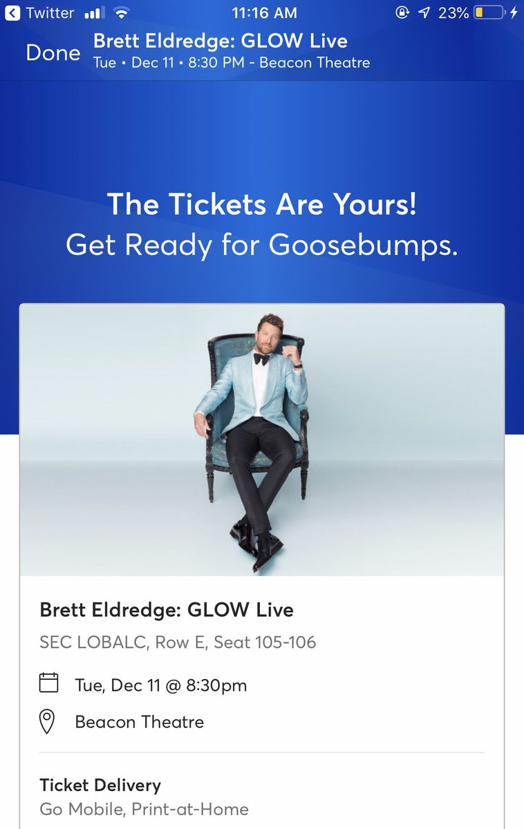 My Christmas gift to myself 🎅🤶🏻🎄 tickets to see @bretteldredge #GLOWlive