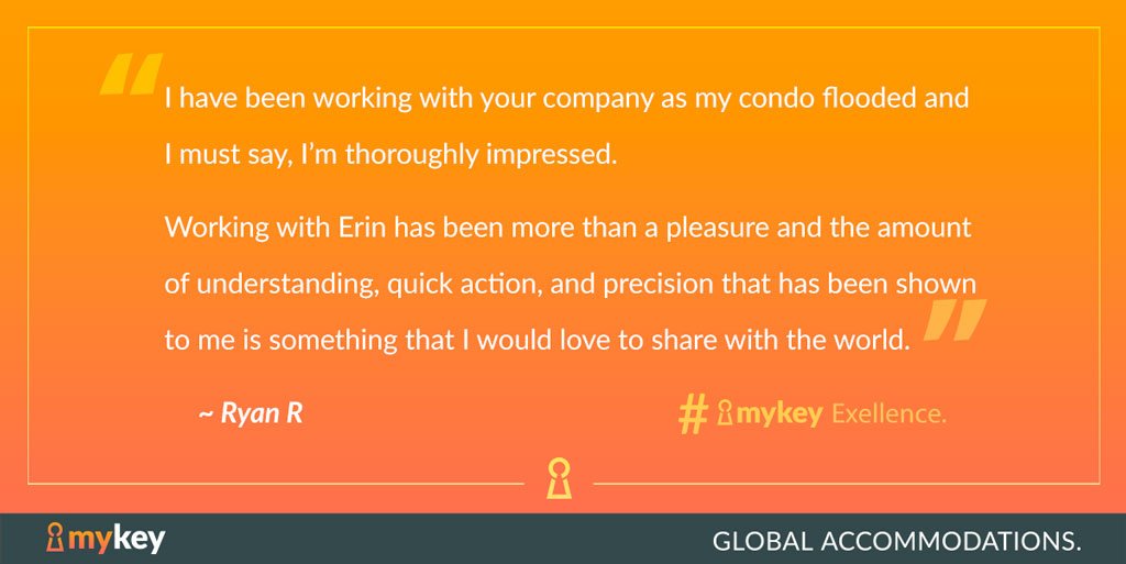 MyKeyGlobal's tweet image. Kind words from one of our awesome customers. We really appreciate feedback and reviews, and value our relationships with all of our customers, You guys are the best! #MyKeyExcellence #testimonials #corporatehousing #insurancehousing #shorttermrentals #customersatisfaction