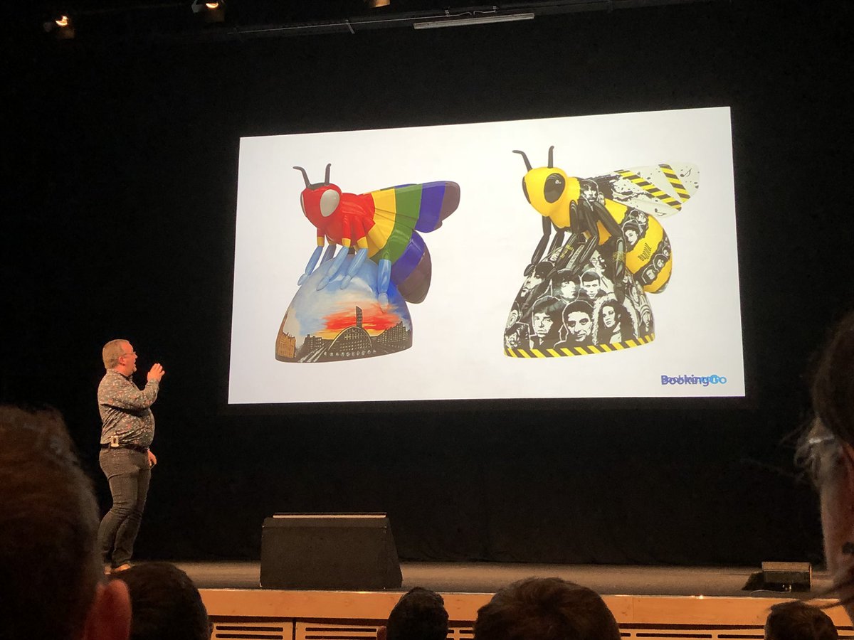 Damiana_HR's tweet image. What a week at #BookingGo - here’s @ryskicheyne announcing that we got not 1, but 2 bees at our quarterly company update!!! 🐝 #Manchester #manchesterbee