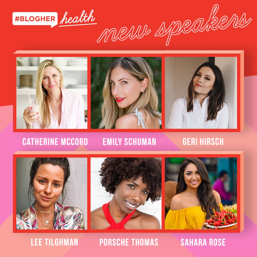 BlogHer's tweet image. Announcing our first round of speakers for #BlogHerHealth19! @byEmily @gerihirsch @weelicious @porschethomas @leefromamerica @IAmSaharaRose Buy your ticket today! eventbrite.com/e/blogher-heal…