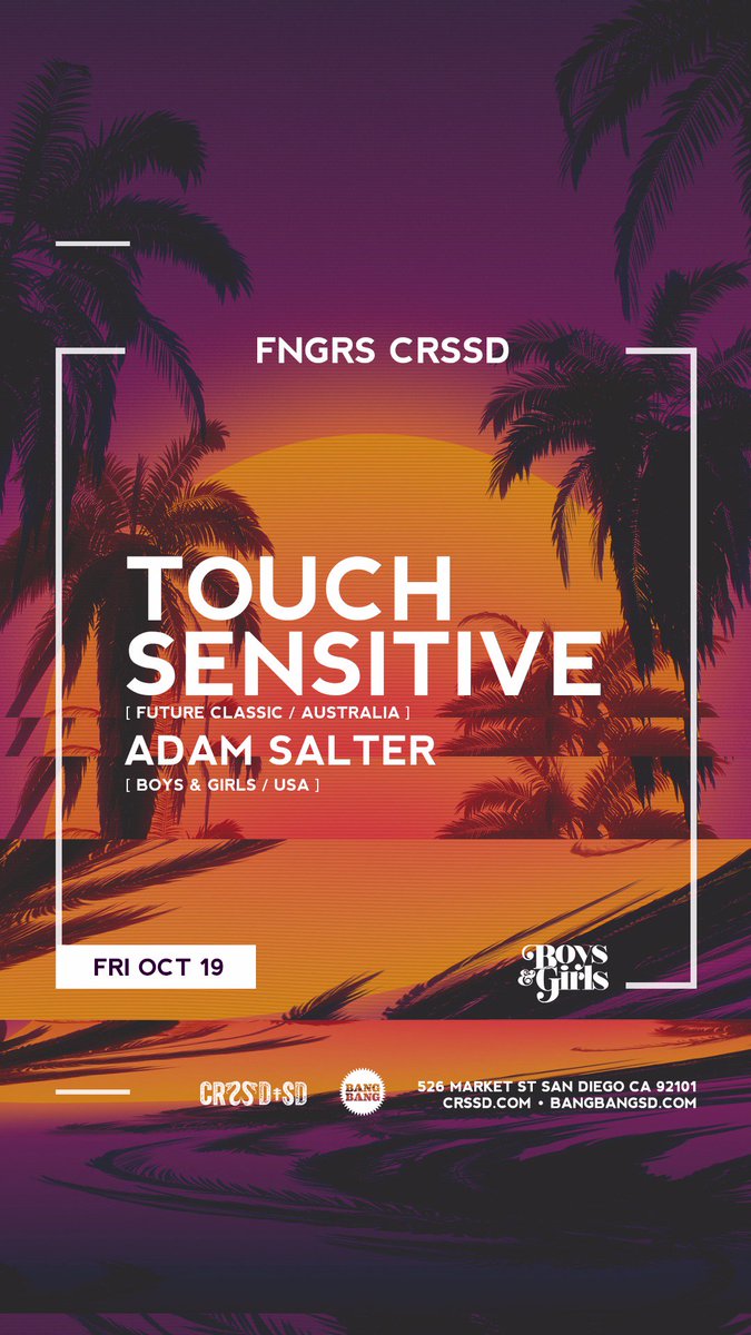 Opening for <a href="/iTouchSensitive/">Touch Sensitive</a> <a href="/BangBangSD/">BangBang</a> 2nite.  Tix at crssd.com