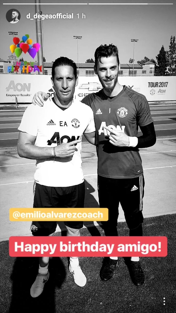 Love this! David De Gea wishes goalkeeper coach Emilio Alvarez a happy birthday on Instagram! 