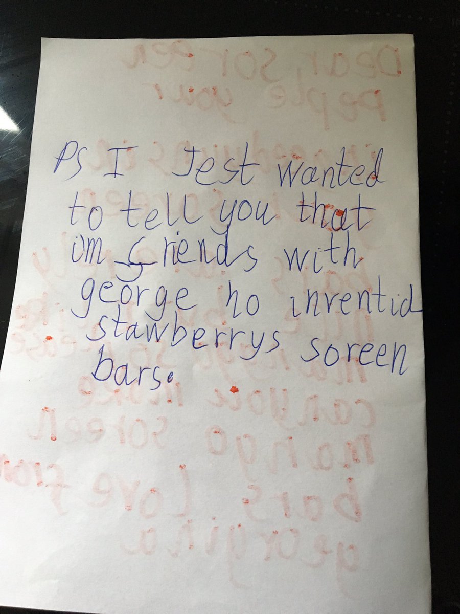 okaymitchell's tweet image. Dear @SoreenHQ people- my daughter took inspiration from her friend George and wrote you a letter. Sadly her distracted mum forgot to include a return address- hope you got it 🤞