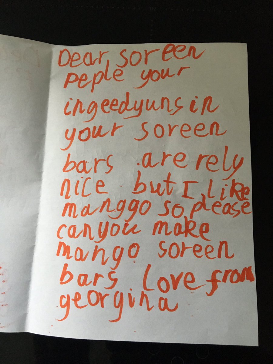 okaymitchell's tweet image. Dear @SoreenHQ people- my daughter took inspiration from her friend George and wrote you a letter. Sadly her distracted mum forgot to include a return address- hope you got it 🤞