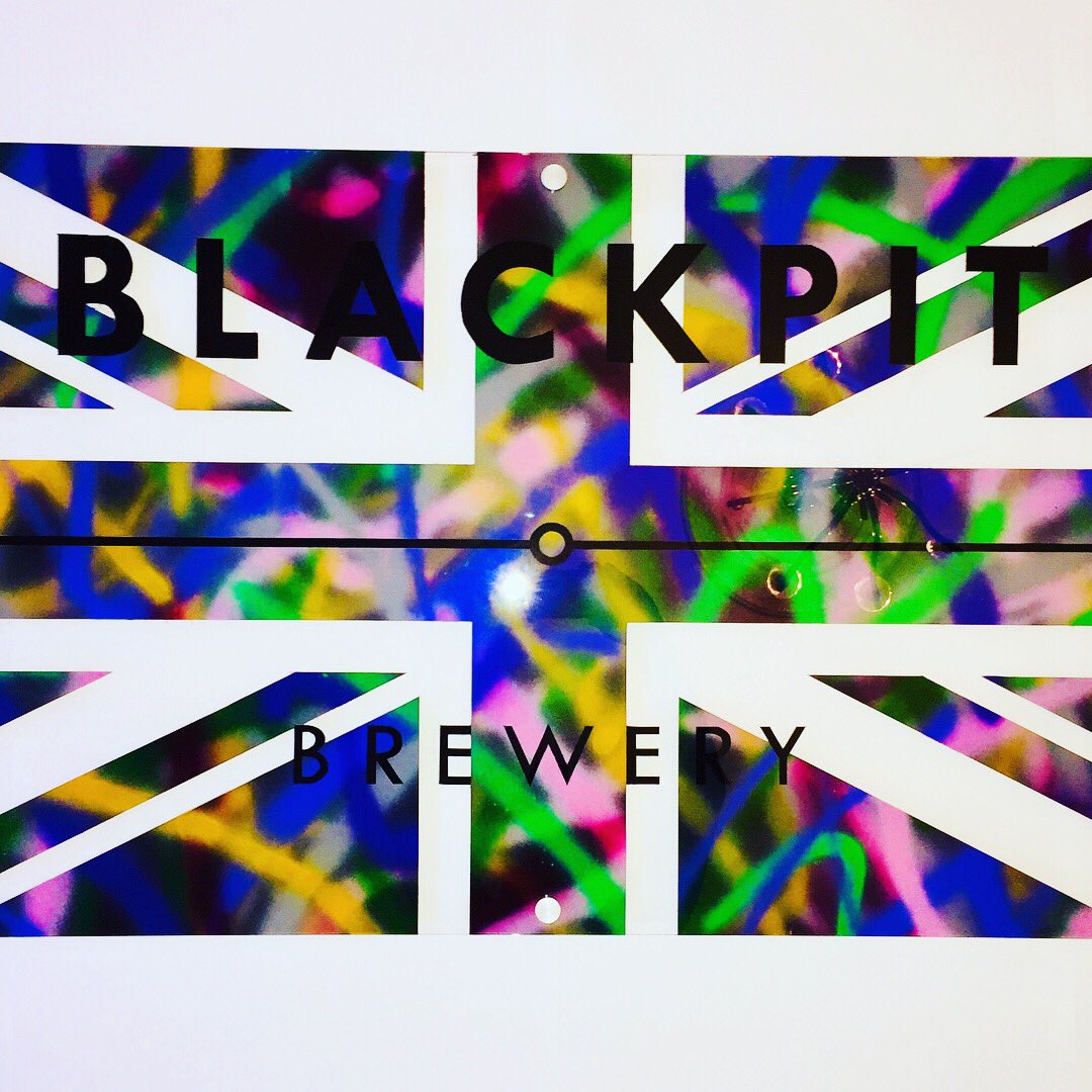 fatmoose_design's tweet photo. Here’s the front! Spray paint on clear acrylic sheet @blackpitbrewery #beer #art #graffiti #flag #brand #new #Design https://t.co/0CkCdb6bn1