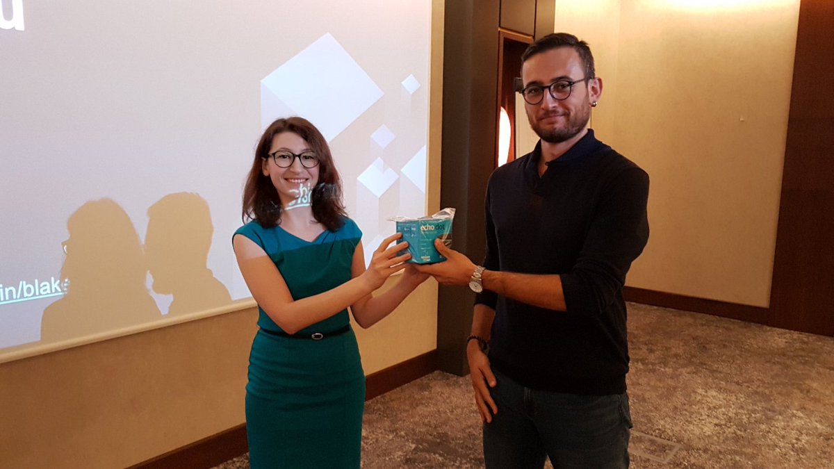 ironarrowcons's tweet photo. Meet our lucky prize draw winner @utkuymn who won the Amazon Echo Dot at our Istanbul #Cloudstart Launch. Thank you to everyone who took part and remember to send your applications to cloudstart@ironarrowconsulting.com #cloudstartIstanbul #extendyourboundaries https://t.co/JOq0BRzP8a