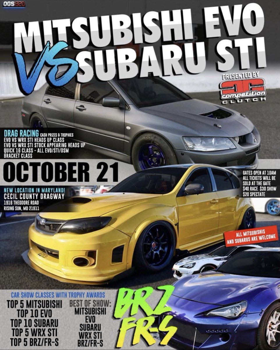 ogs1320's tweet photo. Mitsubishi VS Subaru’s 🏁
#StreetWars Imports VS Domestics 
This Sunday! https://t.co/P8T1Nzf41v
