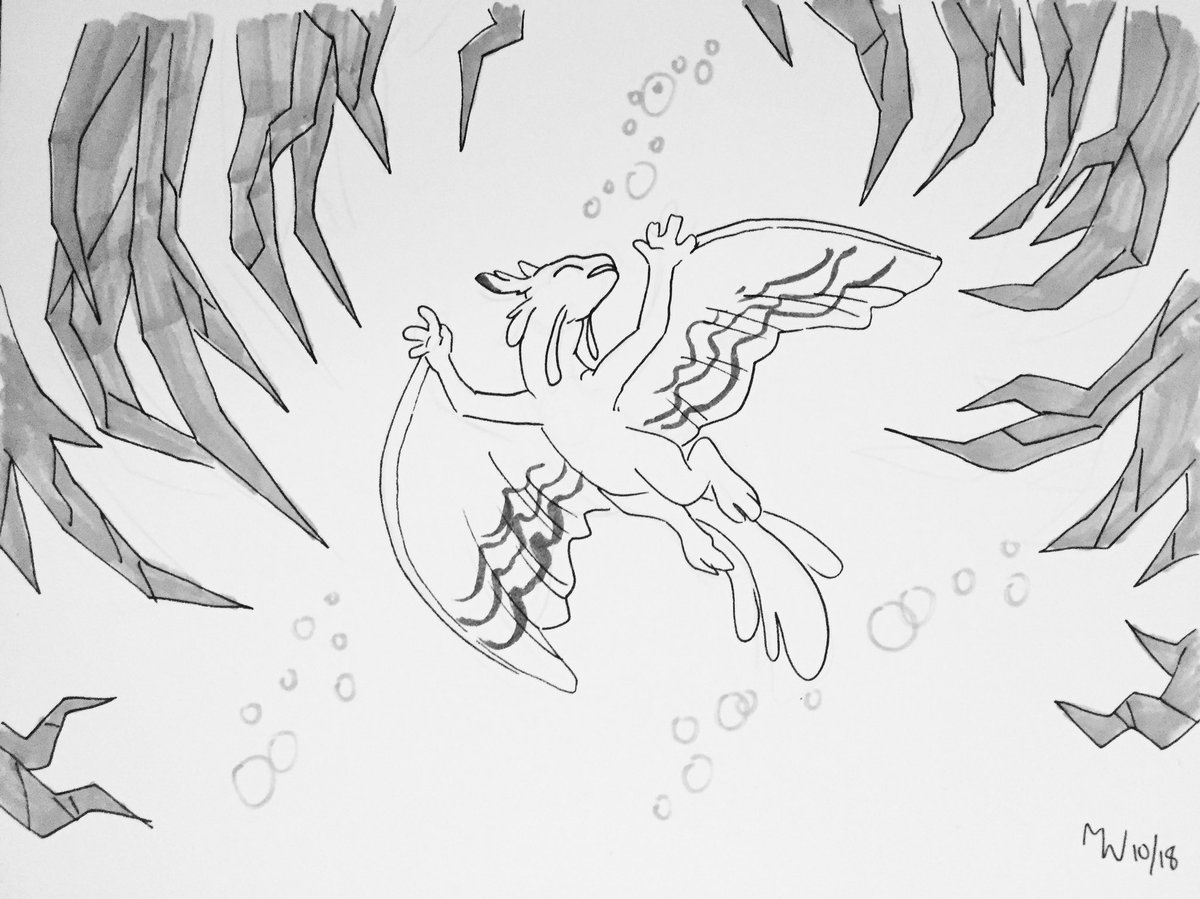 lynxgriffin's tweet photo. #inktober2018 day 19 - The crystals suddenly start to glow and stretch down and around Skiggle. What should they do? #giveananswer https://t.co/bDn2R3h0Qj