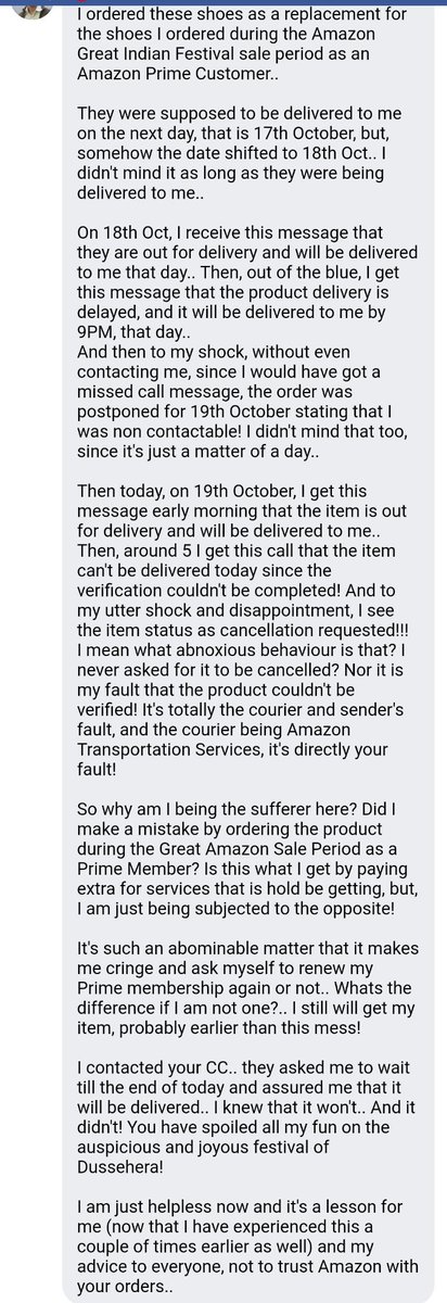 aipgmee2k15's tweet image. @amazonIN #RIPAmazon #greatindianfestival I don&apos;t usually curse people, but, this incident has forced me to rethink about my association with #AmazonPrime for two years!.. It&apos;s such a shame that your quality and consumer relations has taken a major hit in recent times..