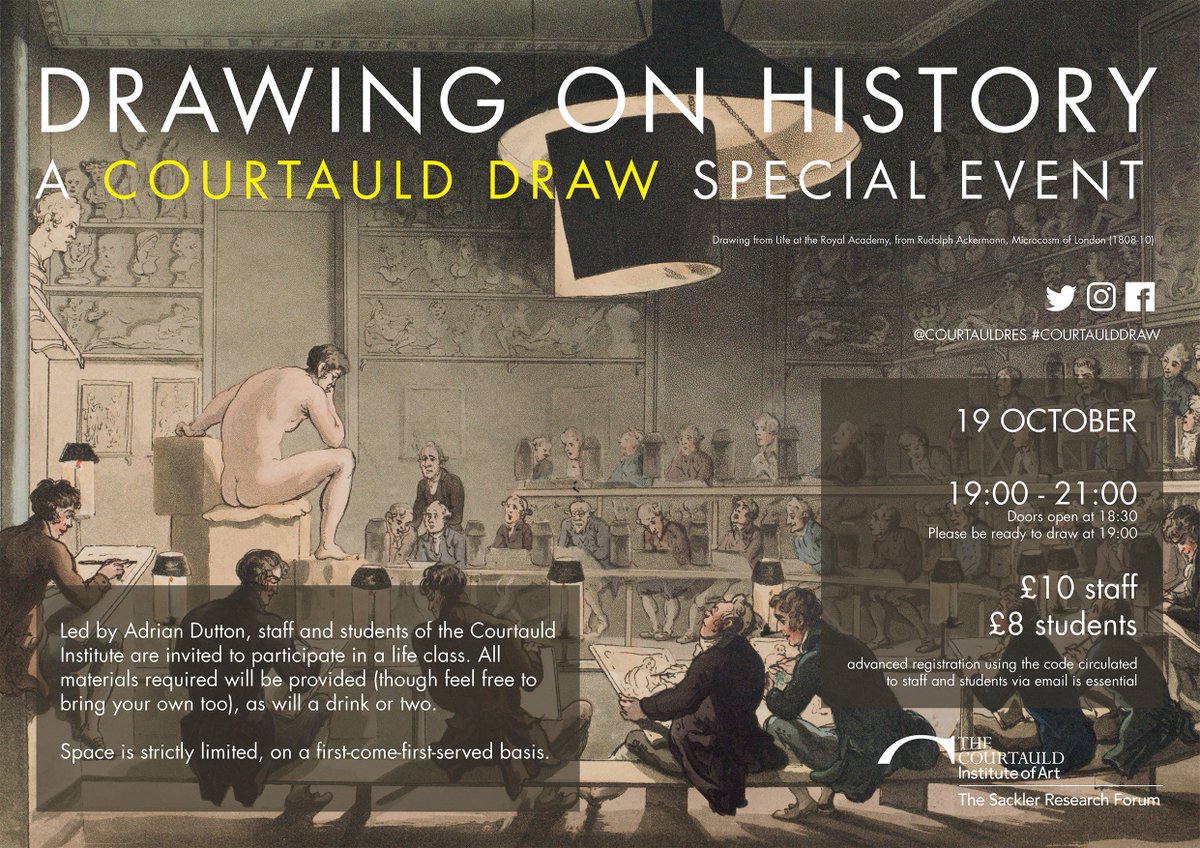 CourtauldRes's tweet photo. ✨This evening we welcome artist #AdrianDutton to lead a very special event 'Drawing on History' #courtaulddraw in @CourtauldGall! ✨
Very exciting! 💥🥂 https://t.co/t6lB3ZDyDN