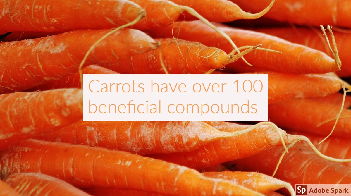 HeidiHmoretti's tweet photo. Carrots have a lot of beta carotene, which is one of the over 700 types of carotenoids in nature.  Carrots themselves have an estimated 200 beneficial health compounds, which may reduce inflammation and reduce heart disease risk. https://t.co/QNof6TER6V  https://t.co/7J2TXeMfhE https://t.co/BEZ3bEYysd