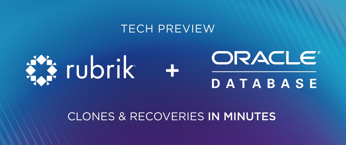 rubrikInc's tweet image. [NEW] Rubrik introduces new innovations for #OracleDatabases, delivering instant recovery + clones at scale. Get a sneak peek: bit.ly/2yO6mdk @OracleDatabase