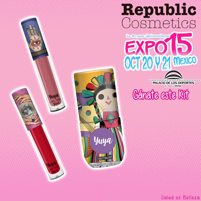 Expo15Mx's tweet photo. GANA KIT DE @RepubliCosmetic y entrada sencilla para #Expo15 

Si eres la primera en contestar correctamente, serás la ganadora:
1. Da RT a este tuit para participar
1. Dinos por qué quieres ganar el kit
2. Menciona en dónde será la Expo y nuestros 3 chambelanes de lujo
¡SUERTE! https://t.co/5MGNzhNBfI