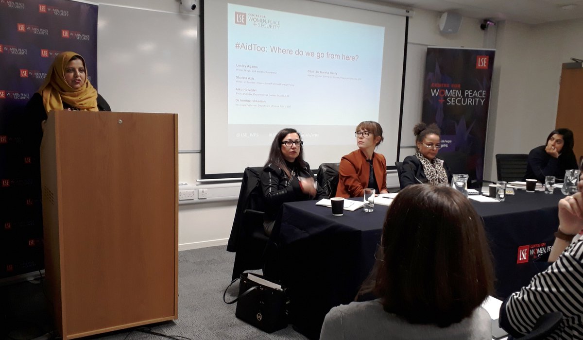 LSE_WPS's tweet photo. '#AidToo: Where do we go from here?' Listen to @shaistaAziz @MzAgams @AikoIiris @Armish15 & @mghacademic discussing #AidToo at #LSEWPS in advance of the #SafeguardingSummit2018 https://t.co/2fqXf8Kc4F https://t.co/455ebcrTeB