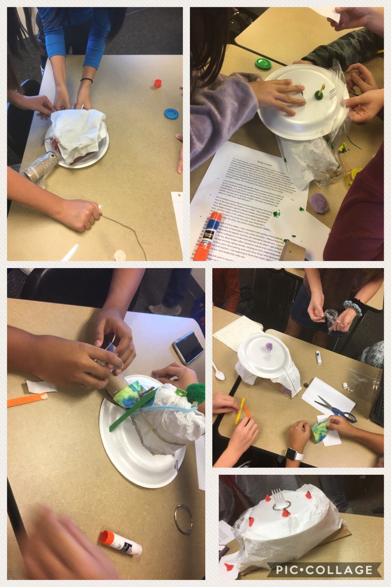 library_wsms's tweet image. What if Lord Of Flies took place in the Antarctic? Mrs. Bellows 7th graders construct a model of a shelter based upon research.