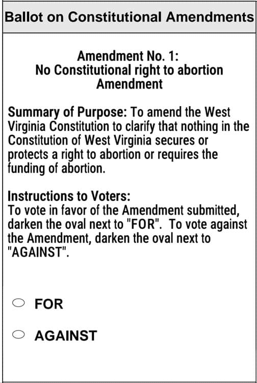 CFDWV1's tweet photo. 🗳️ Vote AGAINST Amendment 1! 🗳️ On November 6, voters will be asked to vote "FOR" or "AGAINST" Amendment No. 1: No Constitutional right to abortion Amendment. The language in Amendment 1 is purposely confusing. #VoteNoOn1WV https://t.co/e3mUSfyhWA