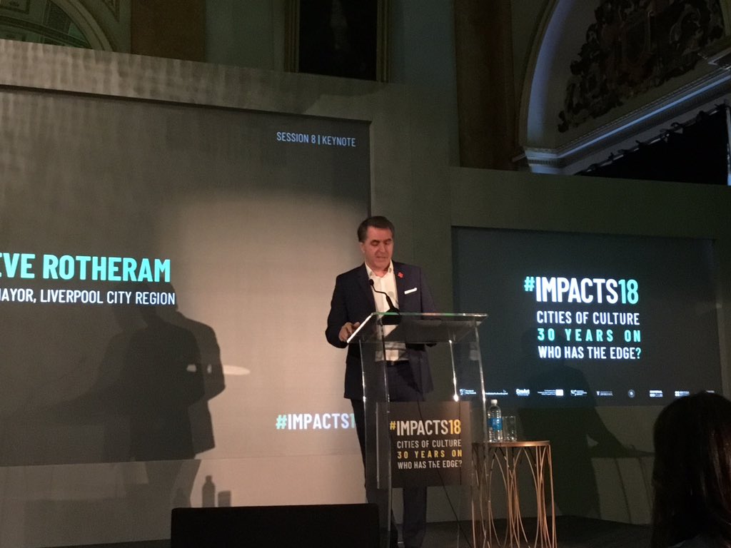 CultureLPool's tweet photo. Liverpool’s focus has to be the continued growth of our cultural economy and ensure that this growth is inclusive to ensure that we also support all boroughs in the @LpoolCityRegion says @MetroMayorSteve @Impacts_18 #IMPACTS18 https://t.co/zytMyV5YIL