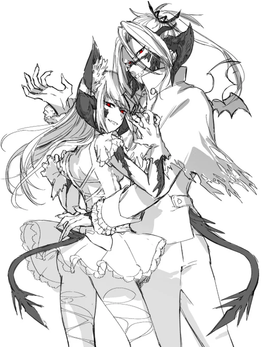 ハロウィンでテンション上がってざかざか描いてしまってラフ 