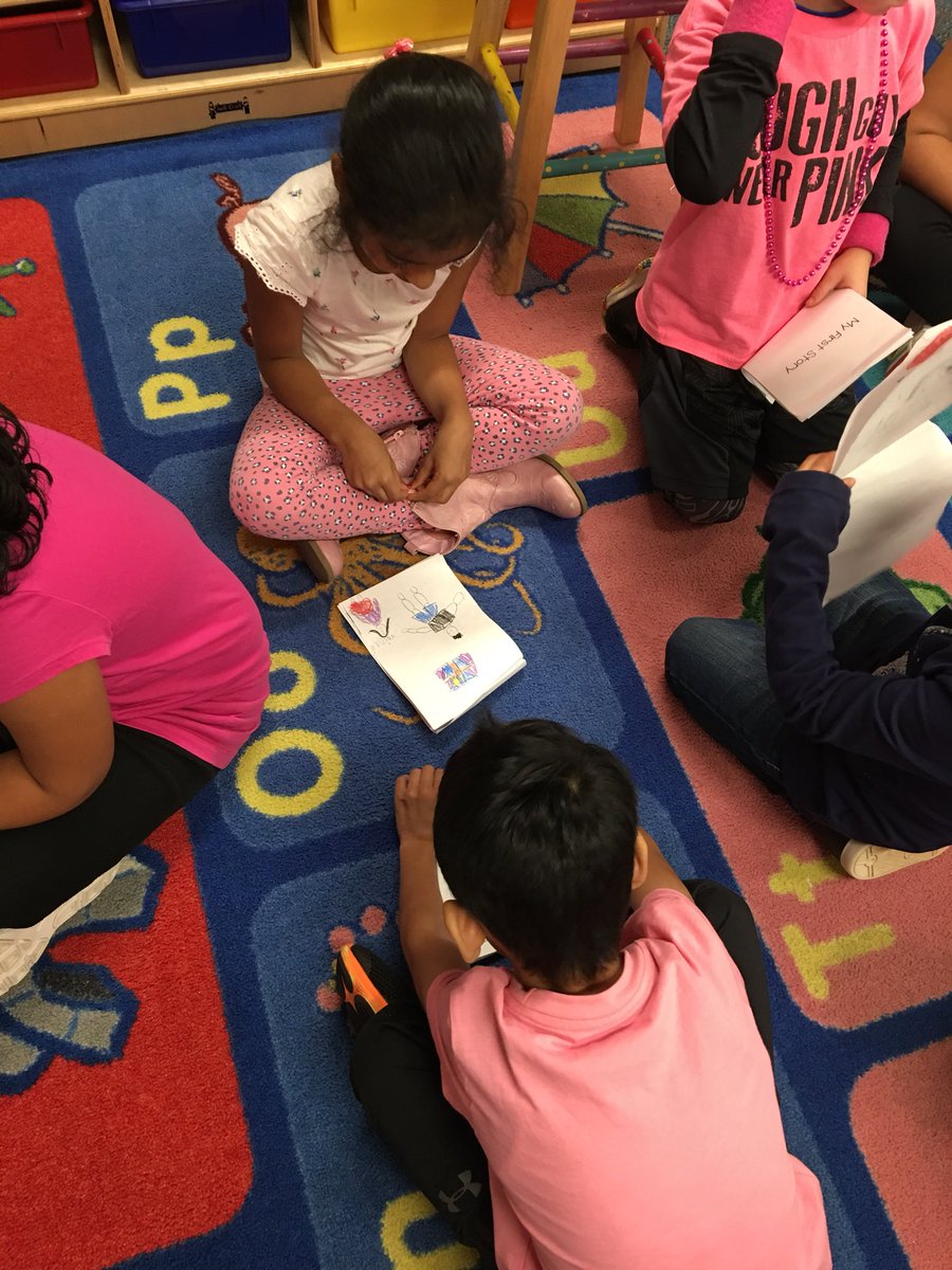 Kindergarten writers are now adding details and color to their first stories! Then we shared our stories with a partner #DolsenThinkers