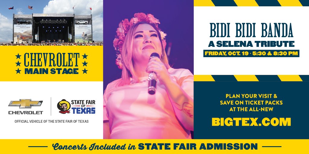 Ven a ver a Bidi Bidi Banda at the #ChevyMainStage at 5:30 PM and 8:30 PM during the <a href="/StateFairOfTX/">State Fair of Texas</a>.