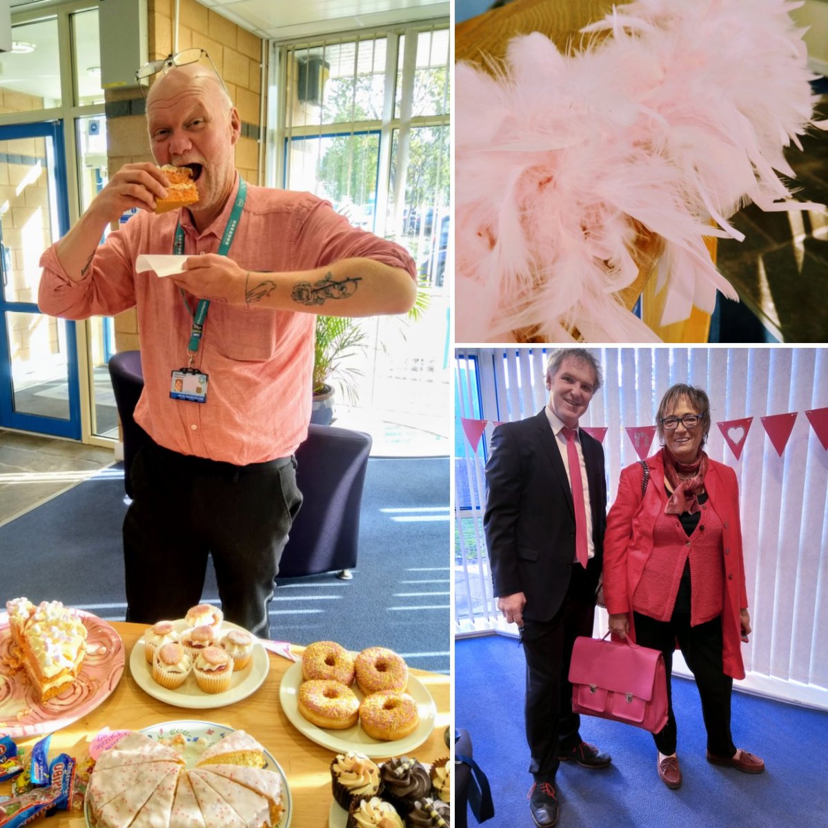 UhmbtEdCentre's tweet photo. Thank you to everybody that visited and supported us today. For the love of cake and all things sweet we raised £87, which is fantastic!  
Big thanks to @EpprWatch for the entertaining cake cutting &amp; our wonderful Undergraduate Team 💗 @aaroncumminsNHS  @bayhospitals @UHMBT #Pink https://t.co/ZmTtk7bHFb