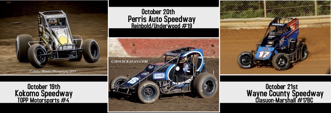 JustinGrant40's tweet image. Three cars in three states make for an exciting and busy weekend! I'll have a @NosEnergyDrink in hand to get me through it!

10/19
-@TOPPMotorsports #4
•@kokomospeedway 

10/20
-Reinbold/Underwood #19
•@perrisautospdwy 

10/21
-@ClausonMarshall #17BC
•Wayne County Speedway