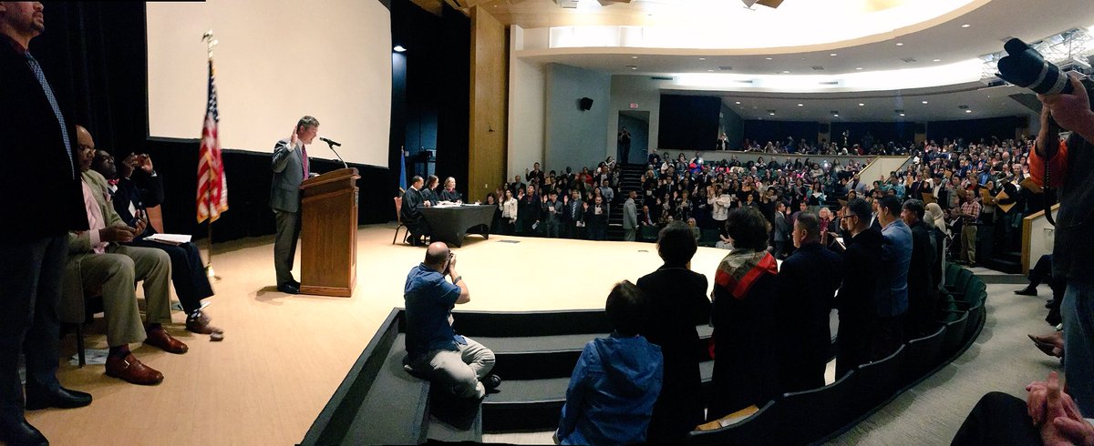AZannotti's tweet photo. Humbled and honored to represent @StillwaterOKgov to watch and listen to 143 new citizens from 40 countries take the oath to become U.S. Citizens. Even more proud it took place in the campus @okstate. What a powerful moment. #NaturalizationDay #Congratulations https://t.co/7GQDmCN9B9