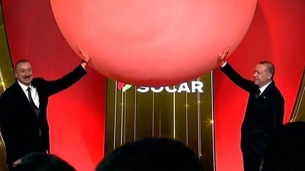 LGazibayova's tweet photo. Presidents of #Azerbaijan and #Turkey attend the opening ceremony of Star Oil Refinery. #Azerbaycan #Türkiye #Turkey https://t.co/QHfPhjCbj2