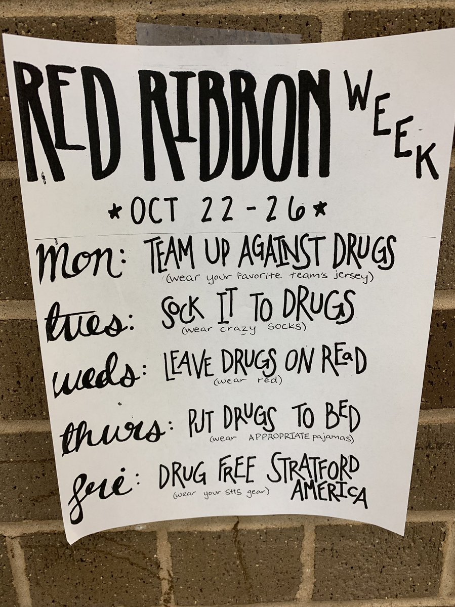 Don’t forget that next week is Red Ribbon Week! Team Up Against Drugs on Monday by wearing your favorite jersey! #SpartanPride