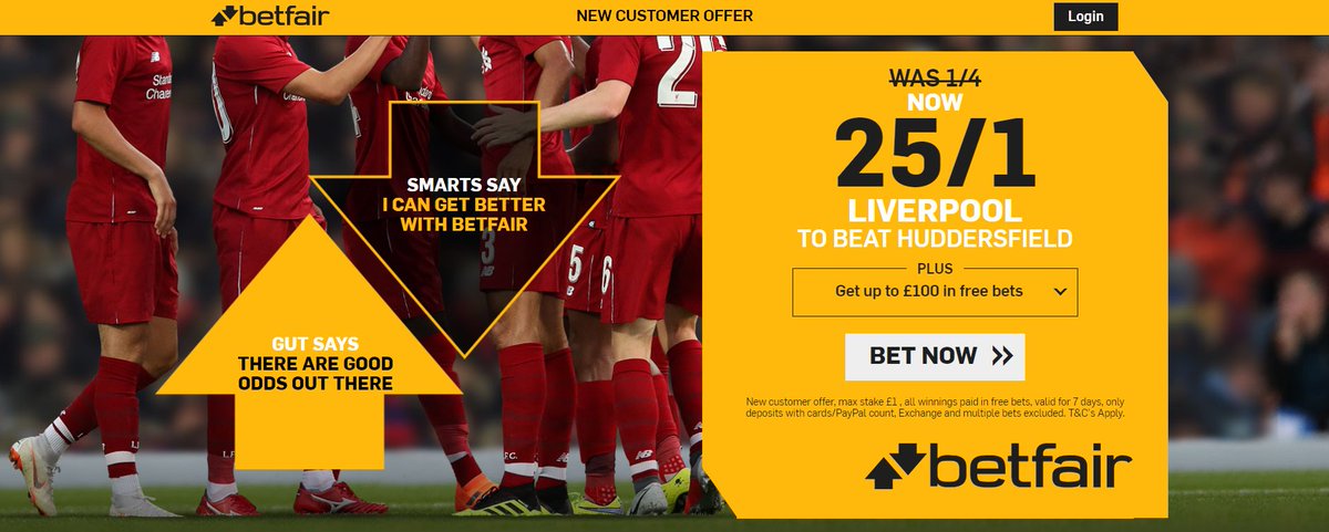 ⚽ HUGE ENHANCED ODDS ⚽

LIVERPOOL 25/1 👀

New Customers can get LIVERPOOL at an enhanced 25/1 to beat Huddersfield. 

Get it HERE >> bit.ly/LivHudd

Winnings paid in free bets.
Max Stake £1. Full T&amp;Cs Apply. 18+ | Gamble Aware.