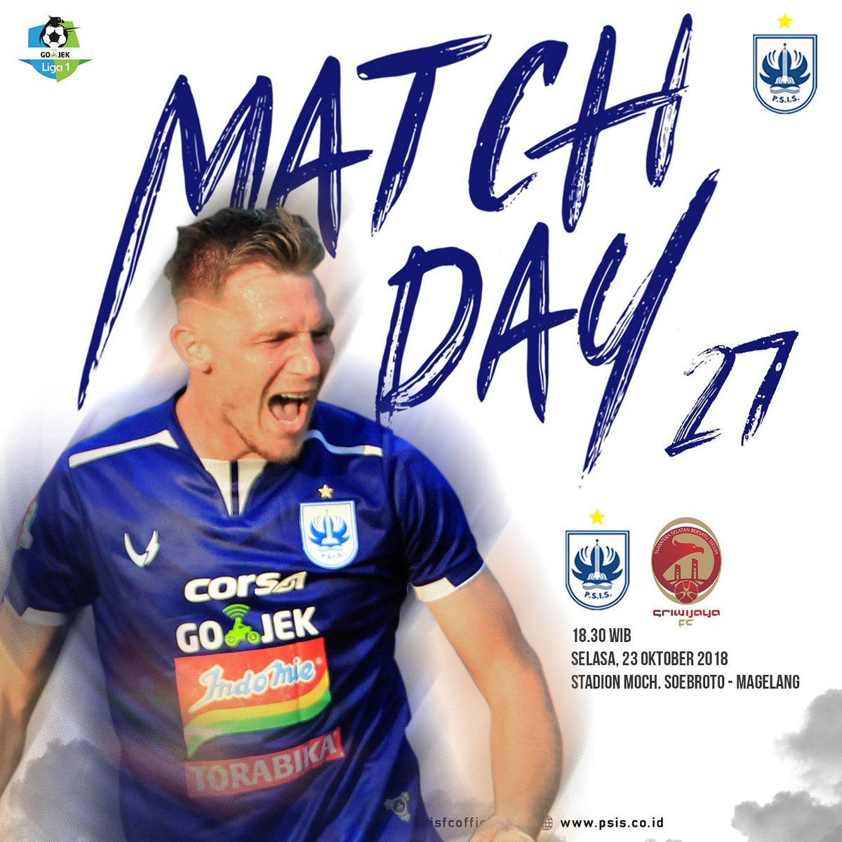 Matchday 27 Gojek Liga 1 2018: @psisfcofficial vs @SFCID_ Selasa, 23 Oktober 2018 Kick Off 18:30 WIB Ayo Bangkit Laskar Mahesa Jenar, Mari Berjuang Bersama. Yoh Iso Yoh !! 🔵🔵🔵 #PSIS