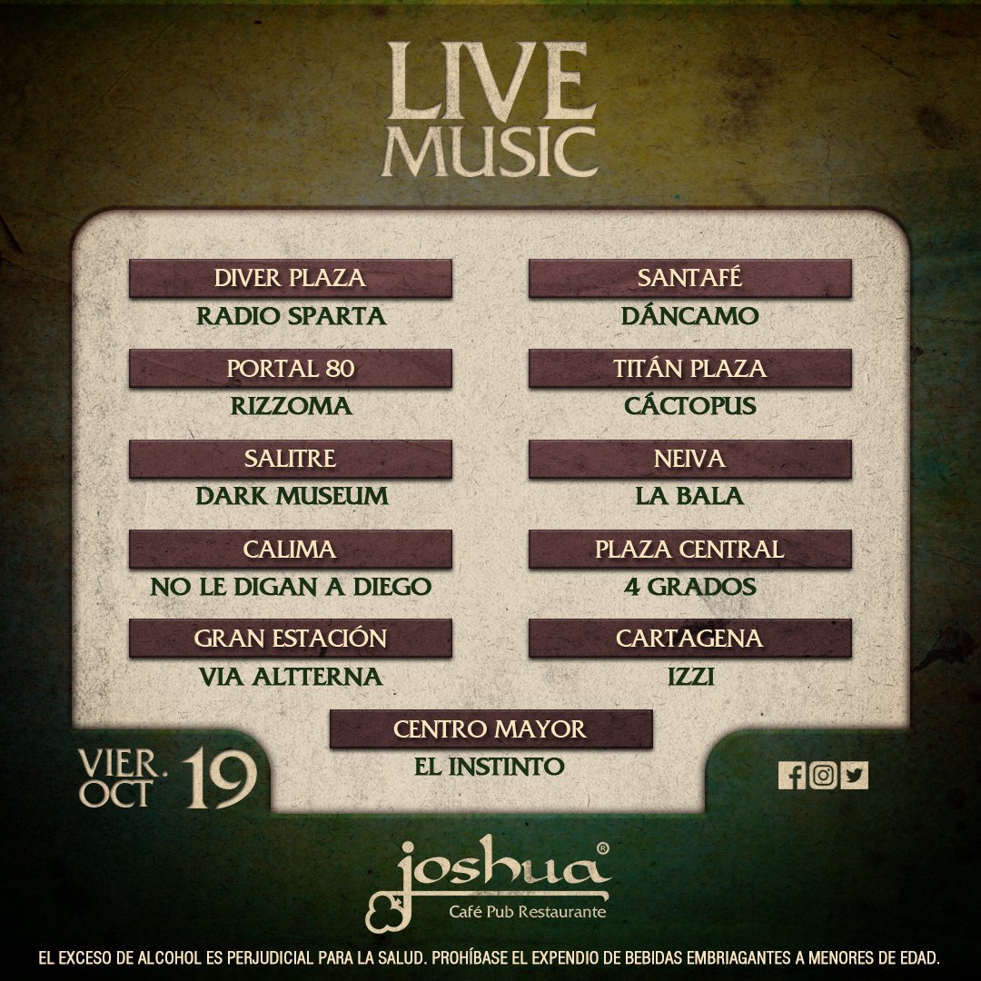 Música, la esencia de nuestros pubs.

#Viernes #LiveMusic #Friday #Pub #Restaurante #Café #coffee #Cocktails #cerveza #craftbeer #Coldbeer #beer #IrishPub