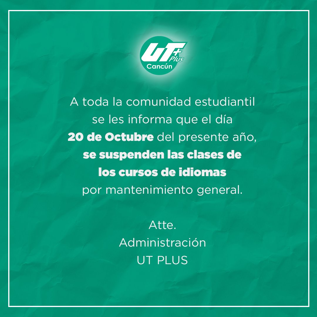 UTPlusCancun's tweet photo. ⚠️Atento aviso a nuestra comunidad estudiantil ⚠️ https://t.co/z1Xg4dDgDa