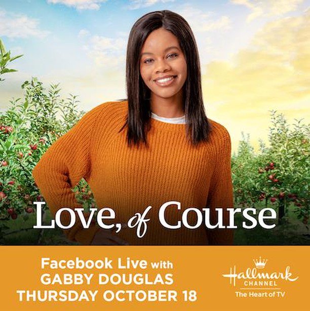 ProductionsType's tweet image. We are going LIVE with @gabbycvdouglas today at 2:45pm EST to talk about her upcoming #FallHarvestpremiere #LoveofCourse! What would you like to ask her #Hallmarkies??