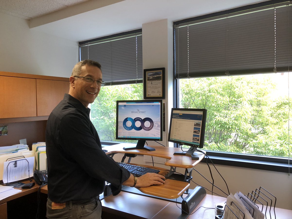 Thank you to <a href="/BroadStreetNews/">Broad Street Realty, Inc.</a> for my new Veridesk. This adjustable desk was given to me for winning the company’s two month exercise challenge.