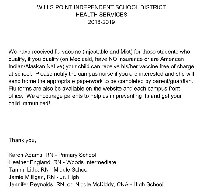 WPISDNurses's tweet photo. 💉FLU SHOTS ARE IN!! Check with your school nurse to see if you qualify to get this FREE. Prevent those missed days of school now with this simple step. #studenthealthmatters @WillsPointISD @WillsPointHS @WillsPointJHS @WillsPointMS @WoodsWPISD @PrimaryWP https://t.co/Xt3PuyiLTx