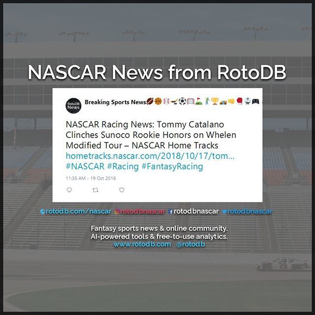 rotodbnascar's tweet photo. https://t.co/krUpPzkRx6 Sports News via @rotodbnews #Sports #Fantasy #FantasySports #NASCAR #Racing #FantasyRacing https://t.co/CzzXf13a97