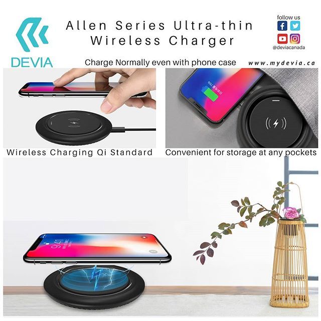 DeviaCanada's tweet photo. Allen Series Ultra-thin wireless charger. #mydevia #wireless #wirelesscharger #charger #fastcharger #100likes #brampton #Mississauga #toronto #Milton #likeme #luxurious #beautiful #stylish #iphone #iphonexs #samsung #apple https://t.co/nipBEhKCSv https://t.co/s1Vj9e1PtX