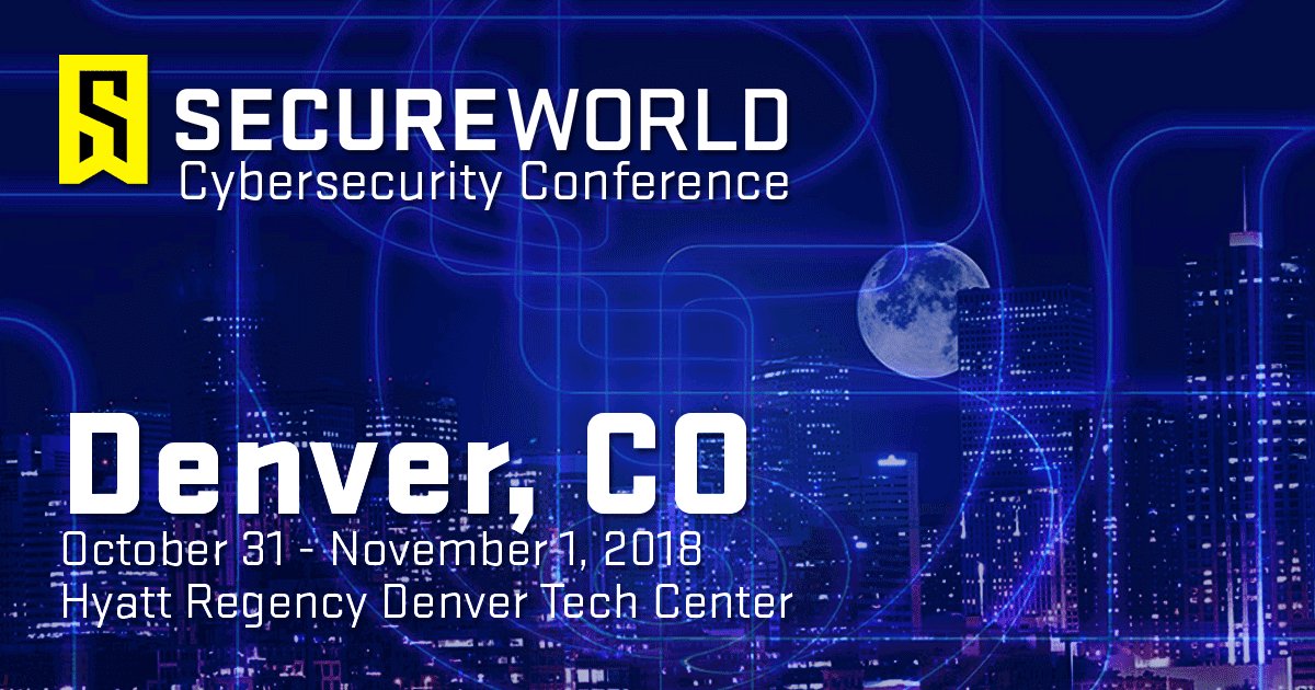 SecureWorld's tweet photo. @alpinesec Thank you for sponsoring! See you there. #SWDEN18 https://t.co/aXs5fErYNL
