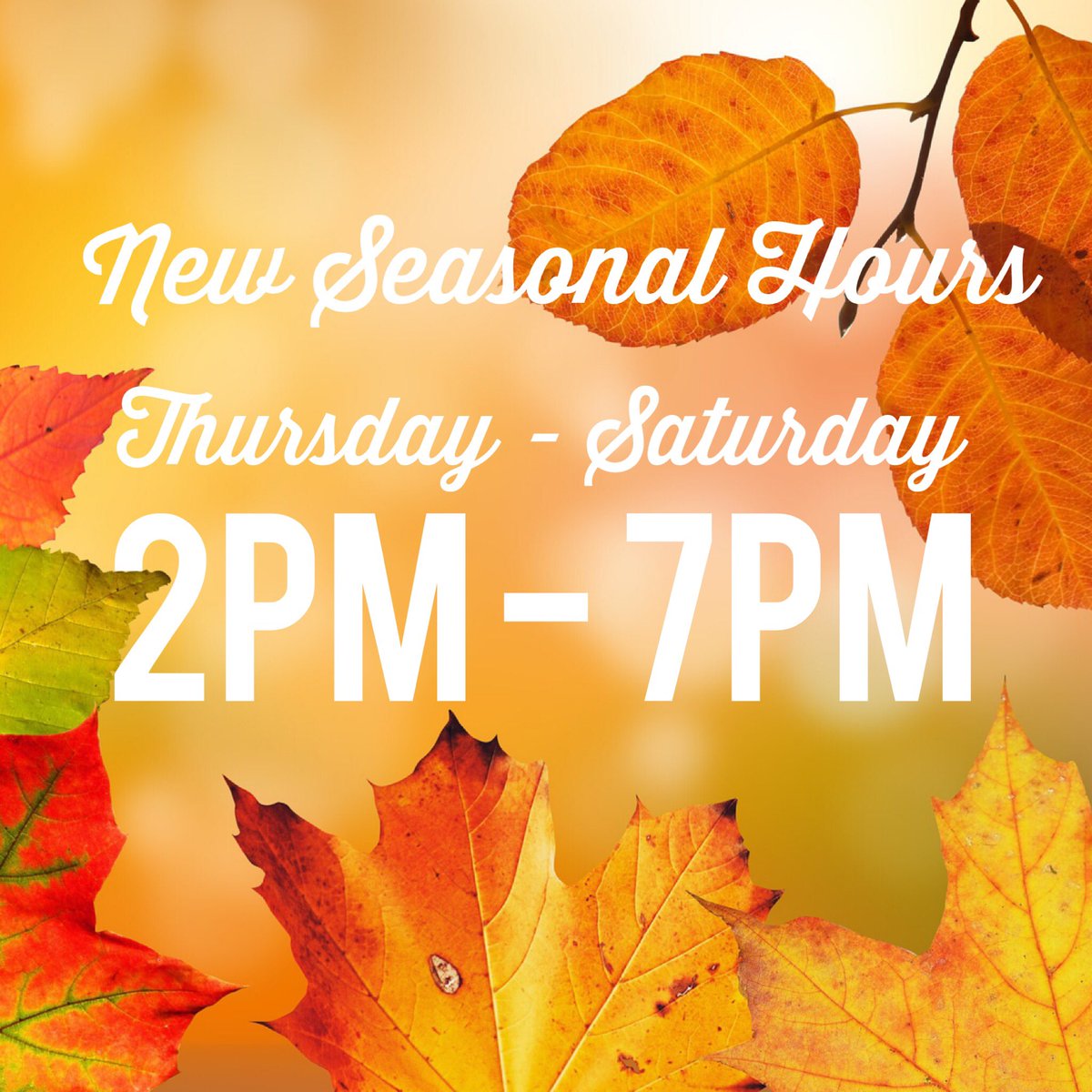 New hours! Happy Fall 🍁 Don’t forget, The Chill van is always available for parties and events!