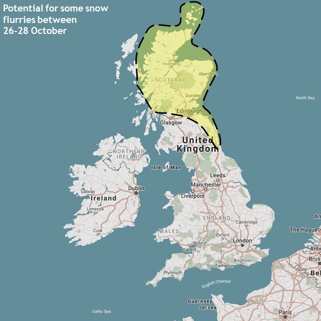 Cold weekend coming up next week. and if models are right, there will be the risk of a few snow flurries across the Scottish highlands and perhaps the odd snow flurry down to lower levels of Scotland and NE England. Showers, if any, wont be that heavy to produce much. #uksnow