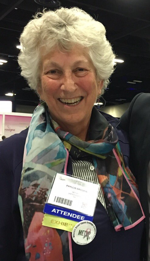 Groz_P's tweet image. RIP Phyllis Groskin. A powerful advocate for herself and her sisters and brothers in the MBC community. ⁦@METUPorg⁩  ⁦@METUPUKorg⁩. Beloved wife of @sperki. Thanks for supporting her. Carry the flame Metsters!