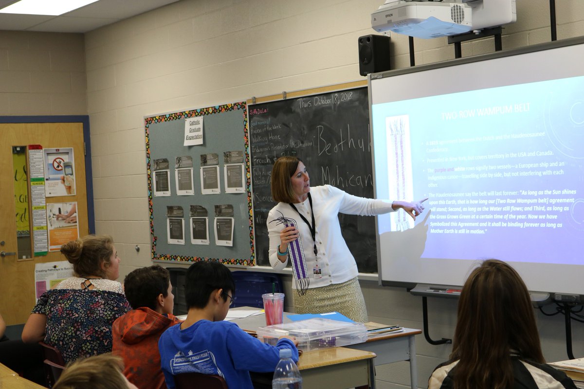 Tammy Denomme traught our intermediate students the indegenious history of the Wumpum Belt.