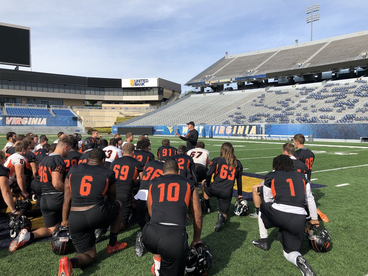 CoachErikBaker's tweet photo. Great practice at WVU today. #BeatA-B! #OilerStrong https://t.co/wuIEwHu8ID