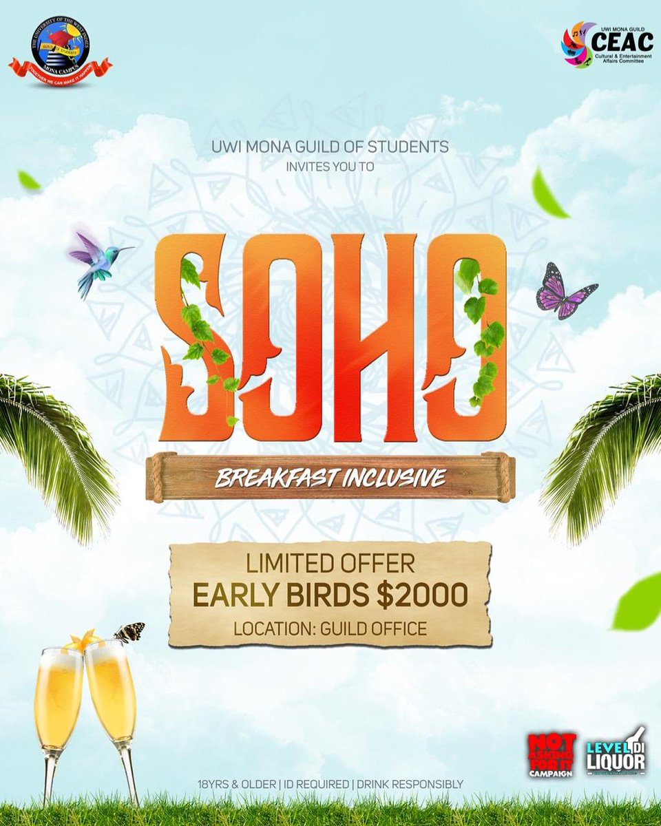 Tajae_Shepherd's tweet image. ✨S•O•H•O✨

An Ultra All Inclusive Breakfast Party🥞🍹🎊

Early birds are out now for a limited time for only $2000 😮💸🎟

#SOHOCocktailParty
#LevelDiLiquor
#NotAskingForIt
