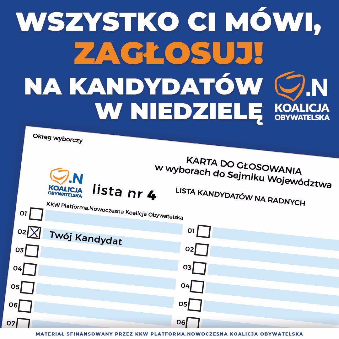 W najbliższą niedzielę #WszystkowTwoichRękach 💪
Zagłosuj na kandydatów #KoalicjaObywatelska 🇵🇱

Poznaj nas➡️ koalicjaobywatelska.pl