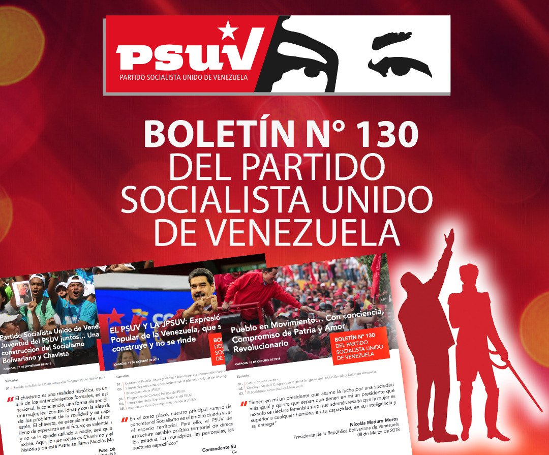 El Boletín Nº 130 del <a href="/PartidoPSUV/">PSUV</a> comparte importantes reflexiones sobre el pueblo en movimiento, el I Congreso de los Pueblos Indígenas, el Socialismo Feminista y más. ¡Lee y difunde! ➡️ bit.ly/2q7i0MB